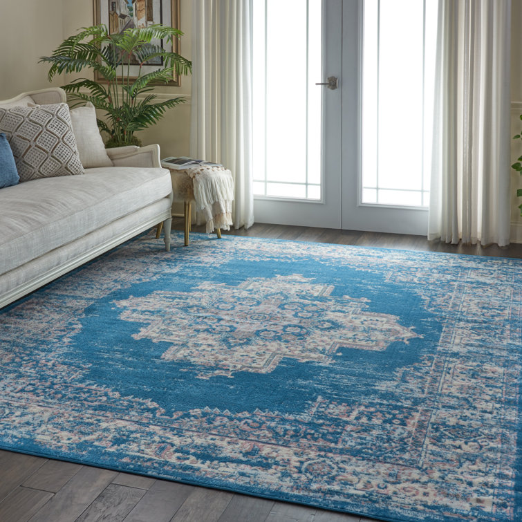 Bungalow Rose Burnie Oriental Blue/Ivory Area Rug & Reviews Wayfair